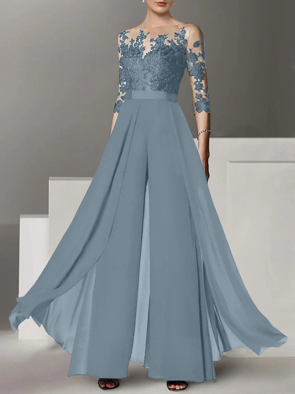 Robes de mère de la mariée de coupe trapèze/princesse avec appliques 