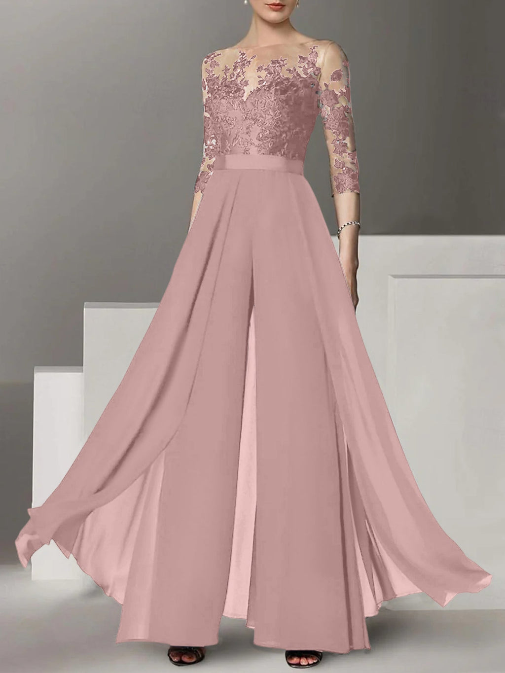 Robes de mère de la mariée de coupe trapèze/princesse avec appliques 