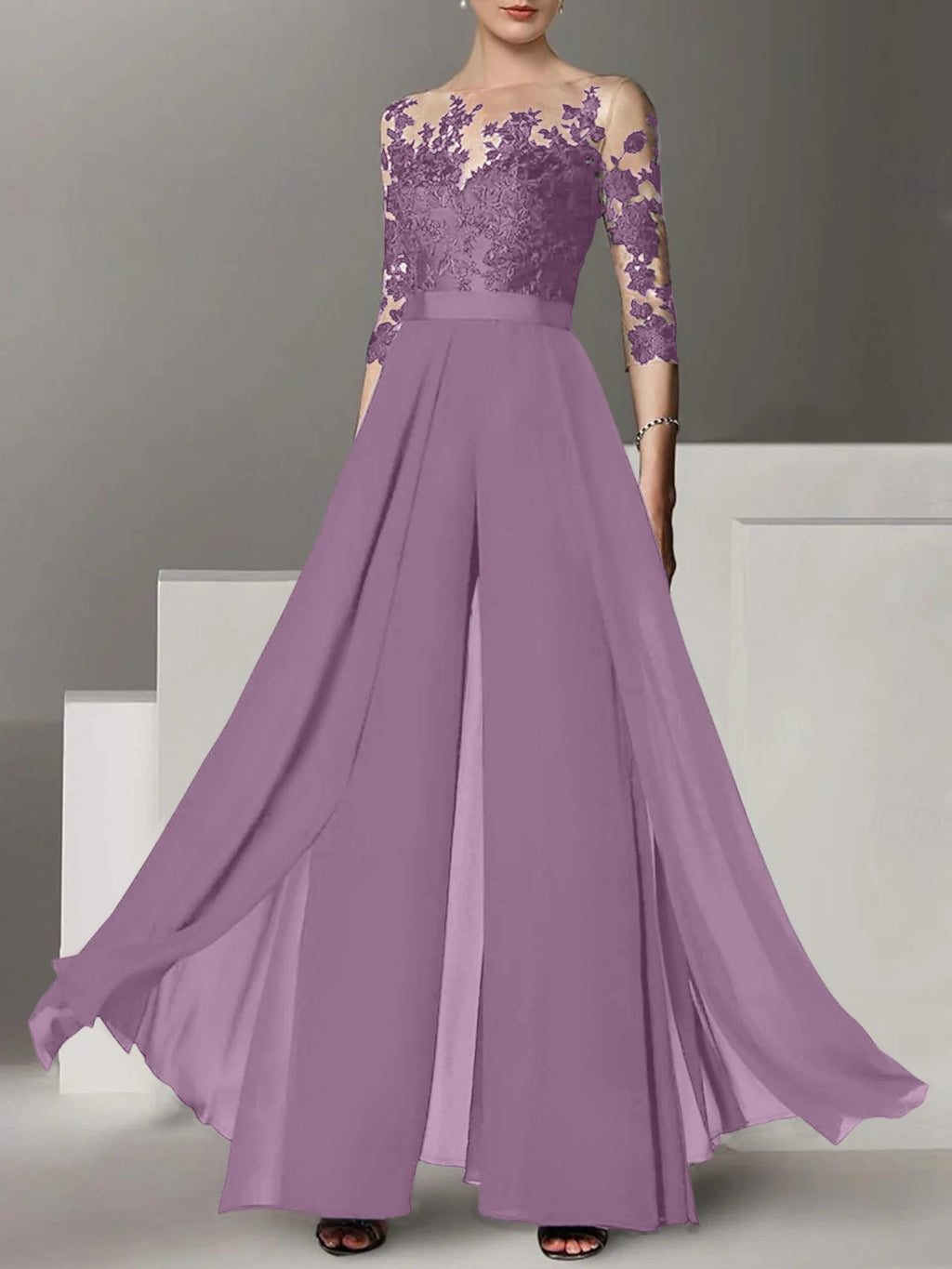 Robes de mère de la mariée de coupe trapèze/princesse avec appliques 