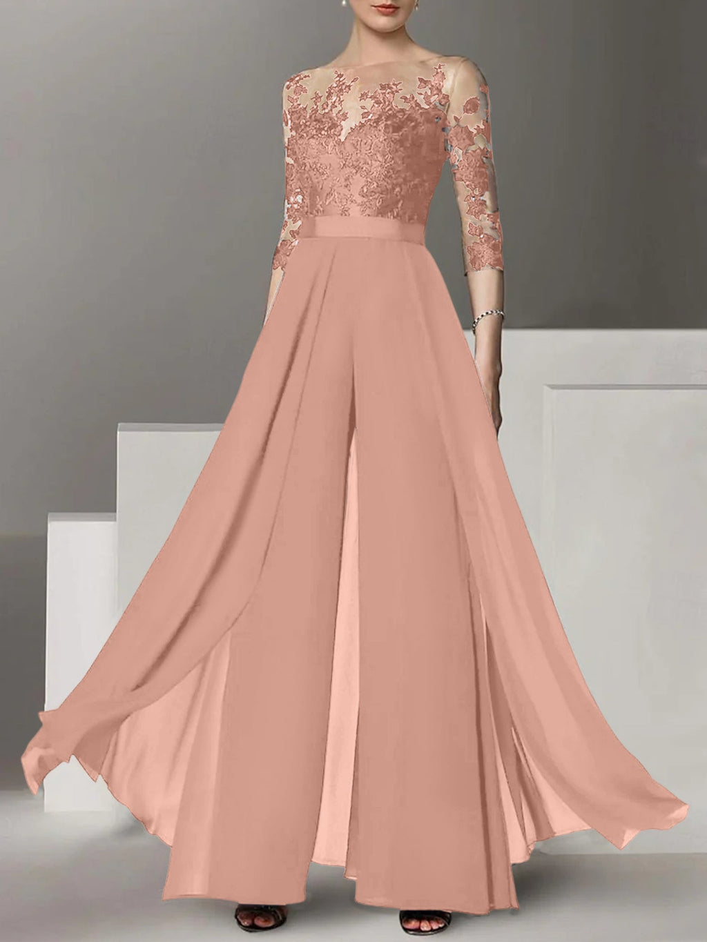 Robes de mère de la mariée de coupe trapèze/princesse avec appliques 