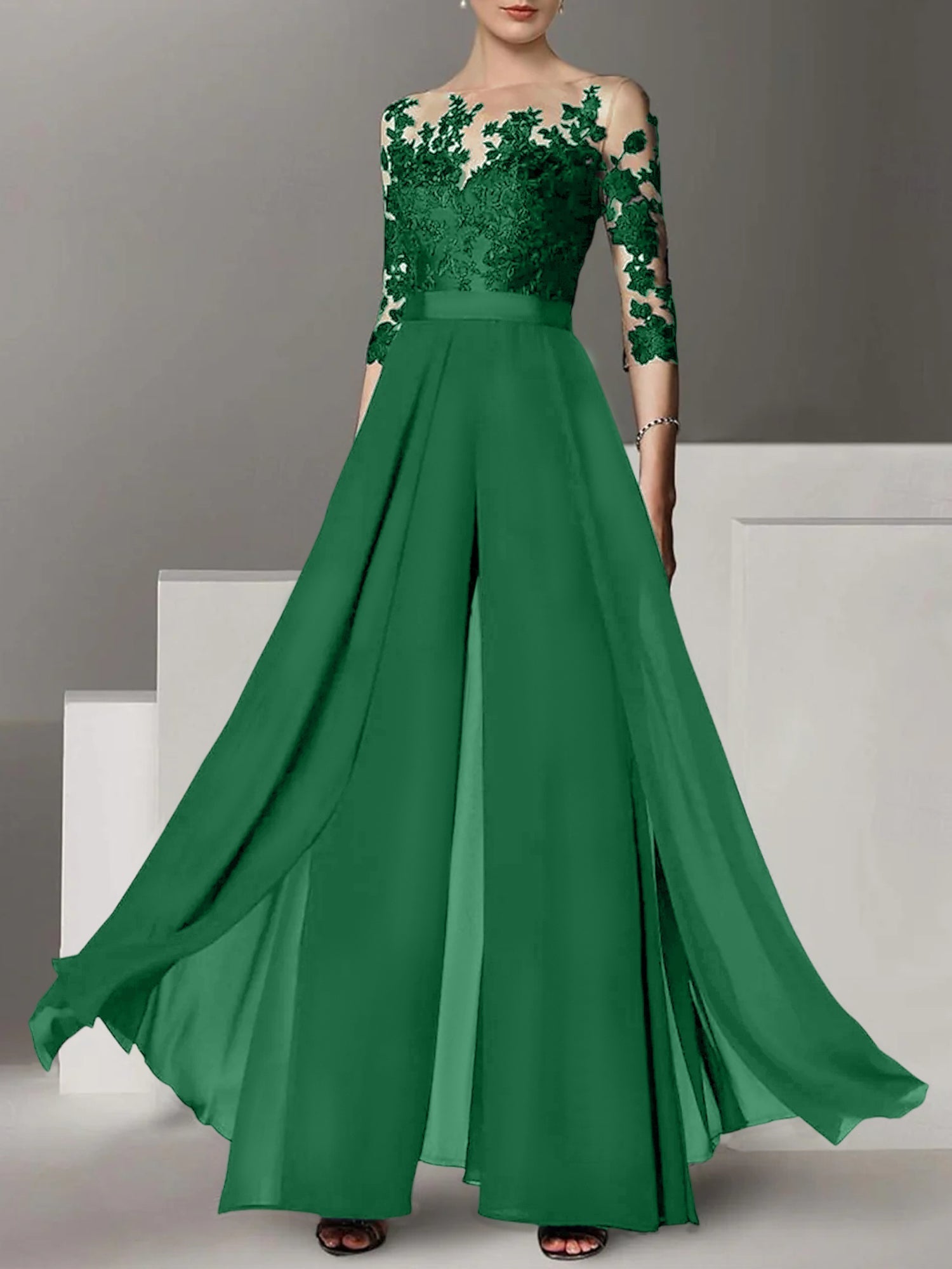 Robes de mère de la mariée de coupe trapèze/princesse avec appliques 