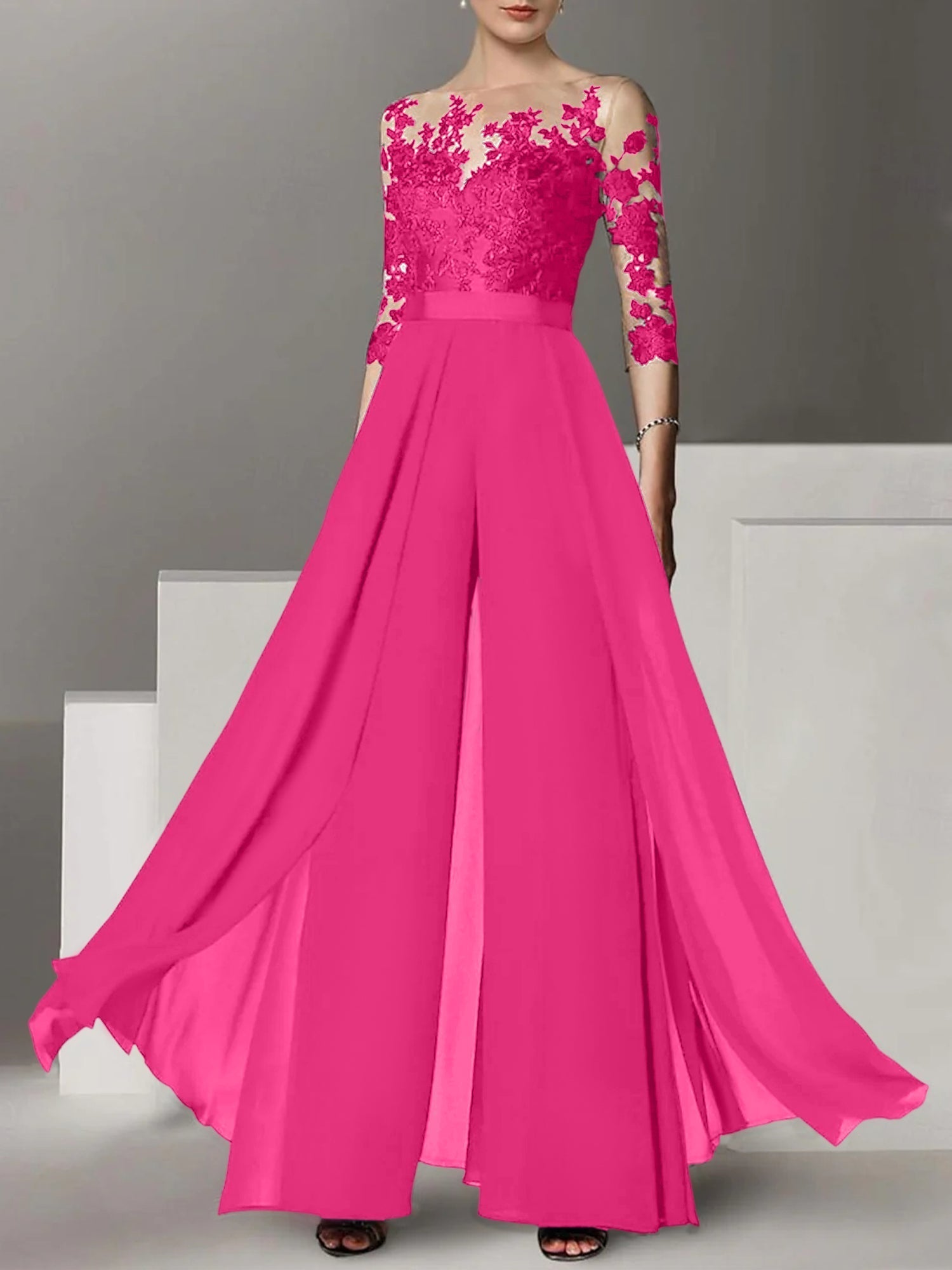 Robes de mère de la mariée de coupe trapèze/princesse avec appliques 