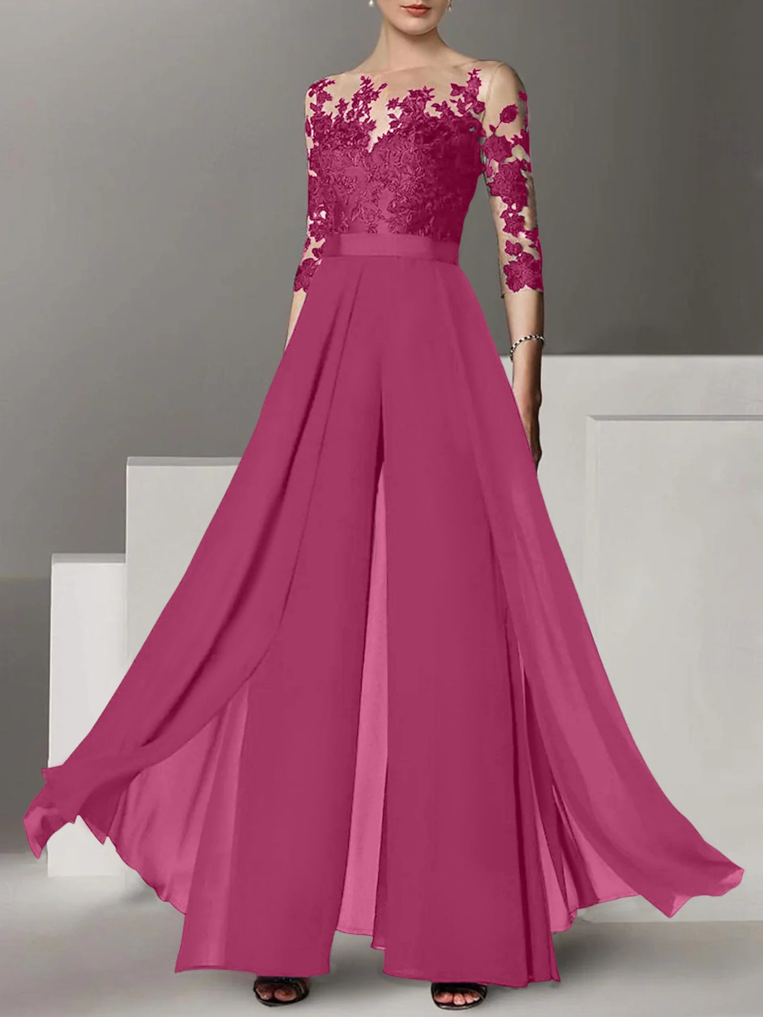 Robes de mère de la mariée de coupe trapèze/princesse avec appliques 