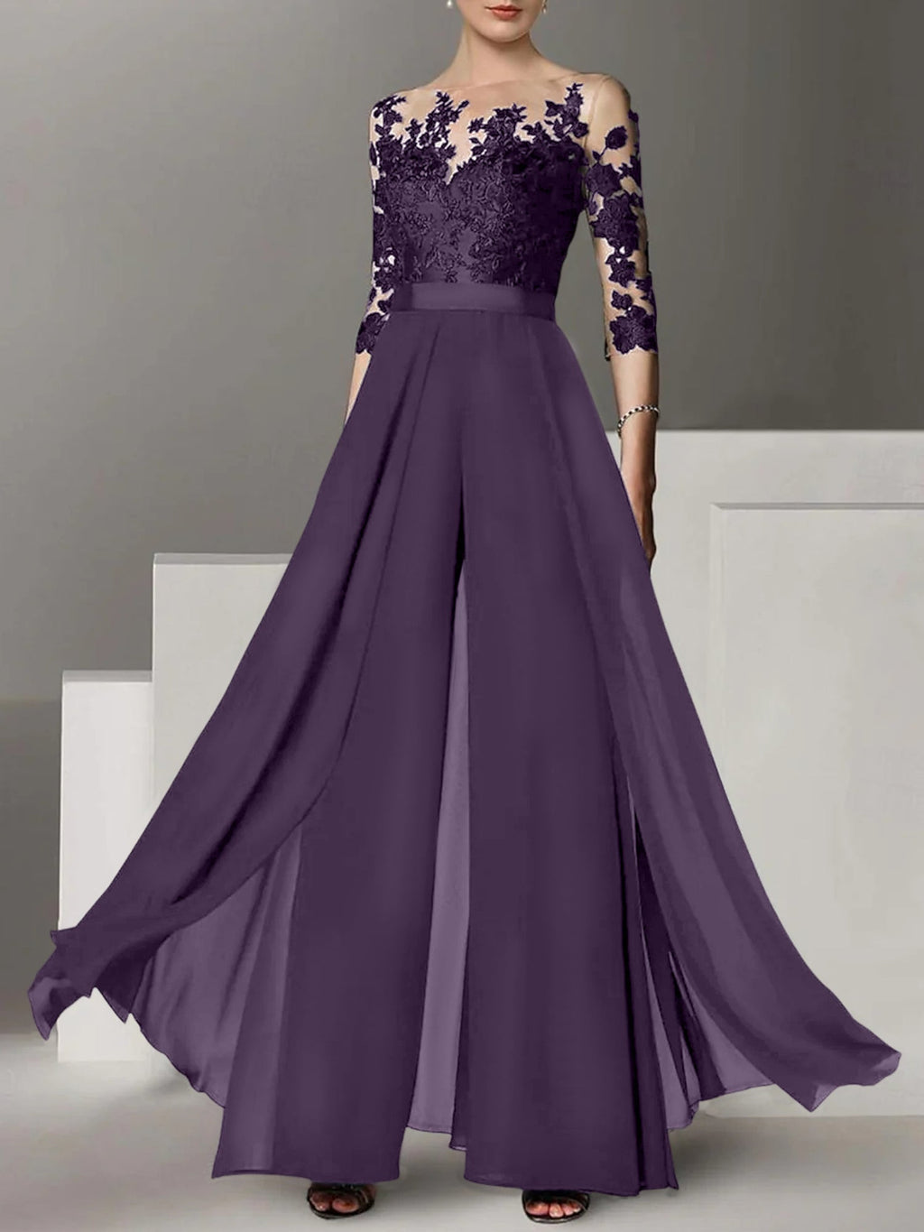 Robes de mère de la mariée de coupe trapèze/princesse avec appliques 