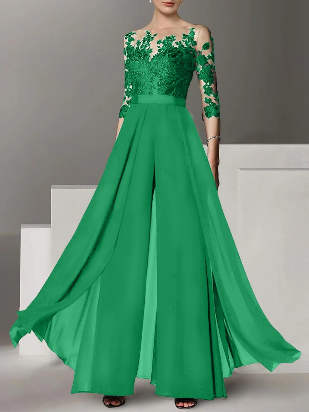 Robes de mère de la mariée de coupe trapèze/princesse avec appliques 
