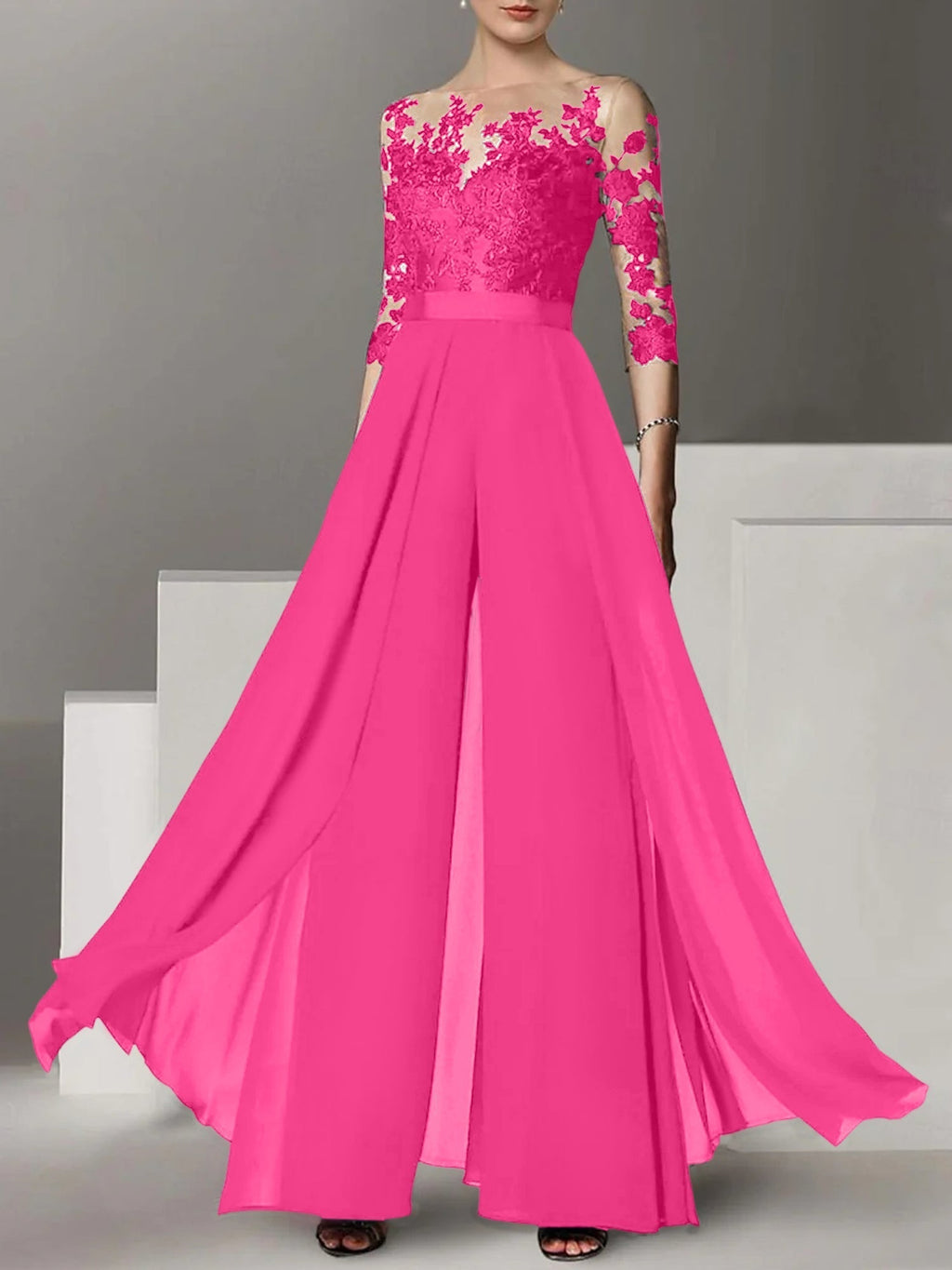 Robes de mère de la mariée de coupe trapèze/princesse avec appliques 