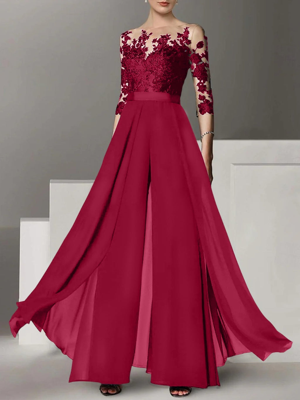 Robes de mère de la mariée de coupe trapèze/princesse avec appliques 