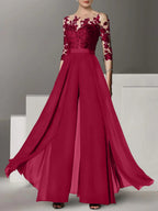 Robes de mère de la mariée de coupe trapèze/princesse avec appliques 