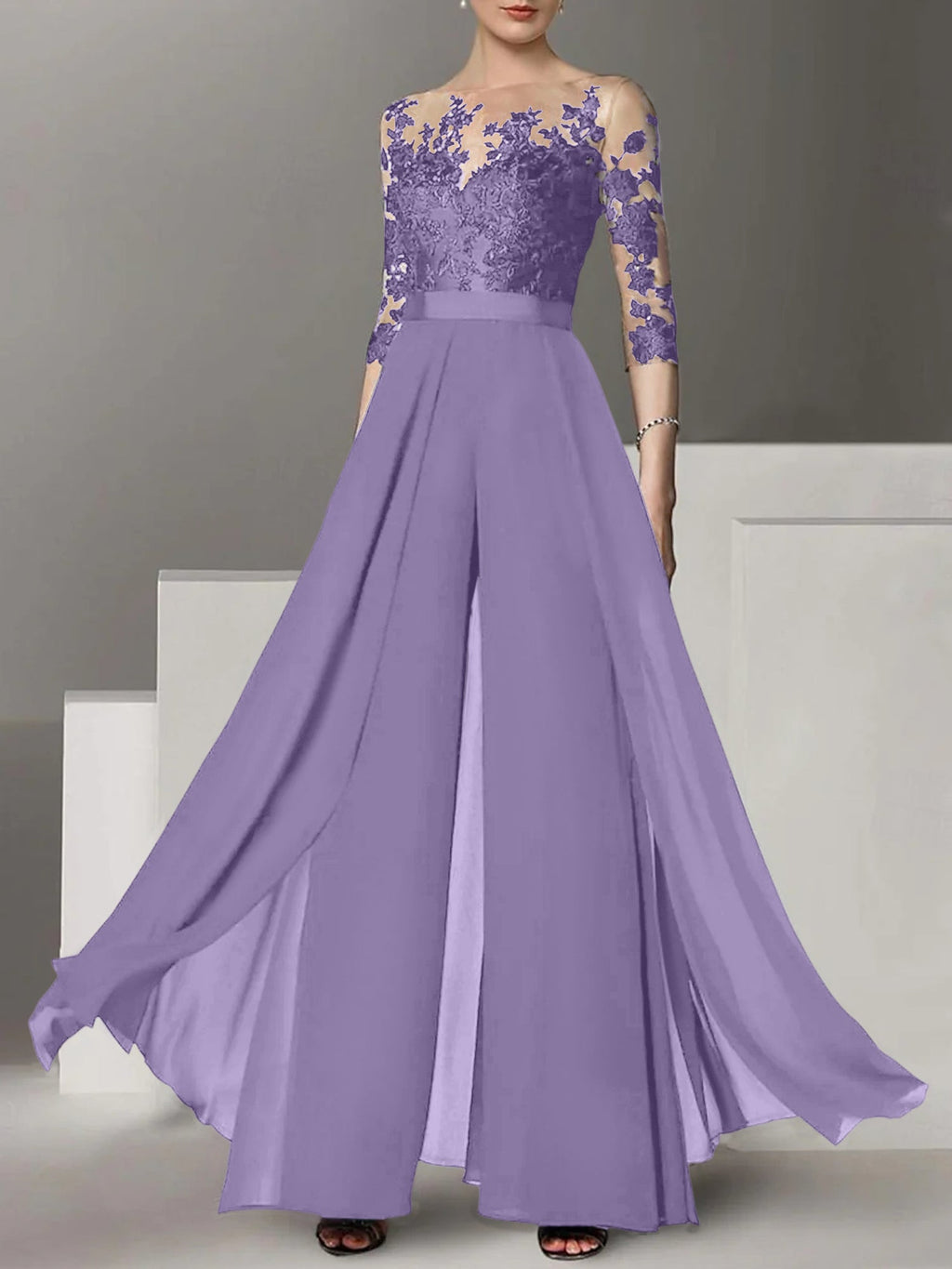 Robes de mère de la mariée de coupe trapèze/princesse avec appliques 