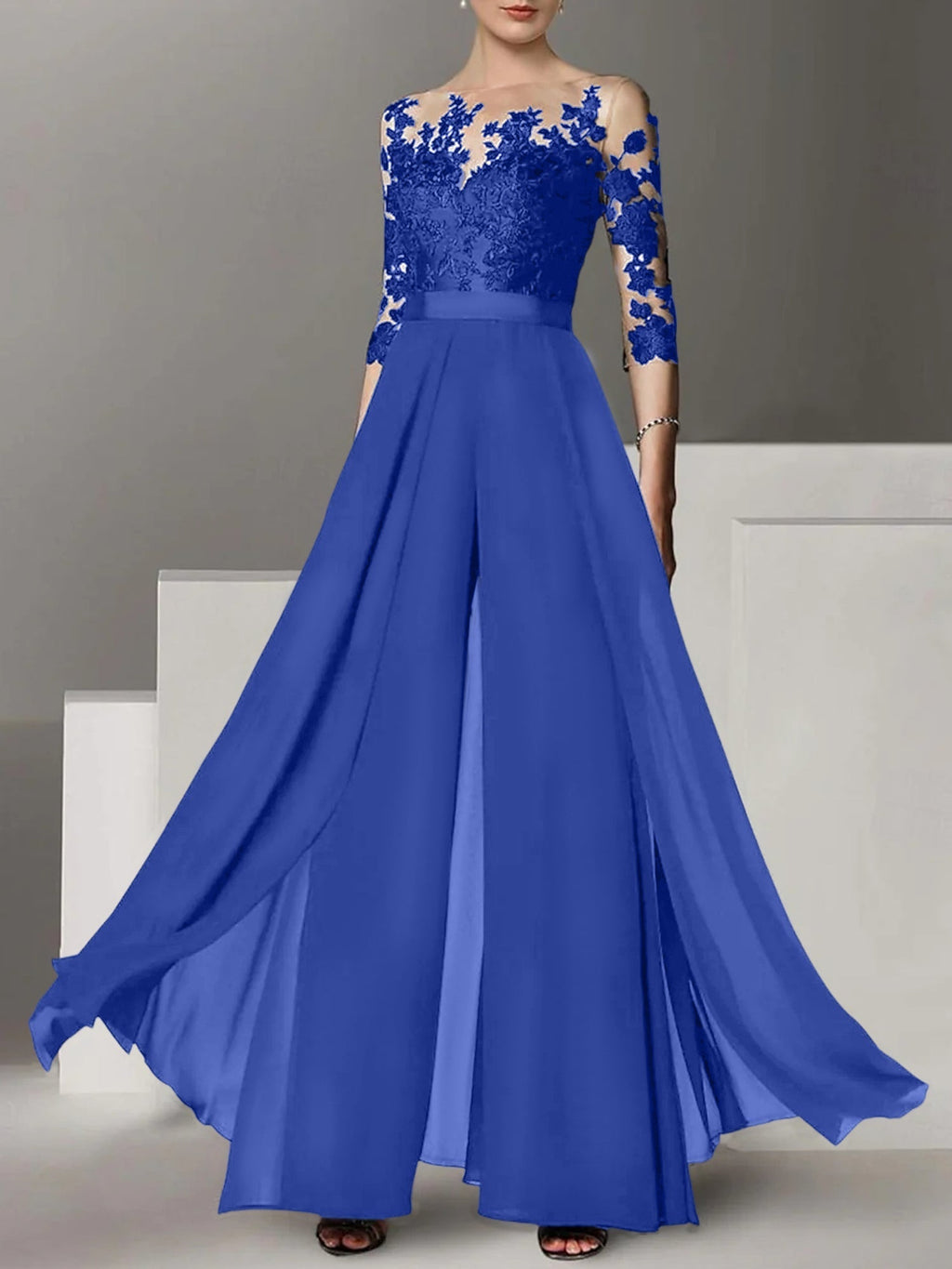 Robes de mère de la mariée de coupe trapèze/princesse avec appliques 