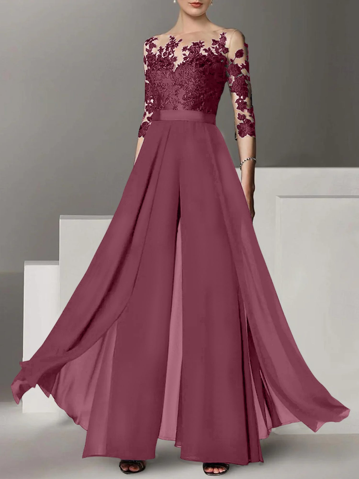 Robes de mère de la mariée de coupe trapèze/princesse avec appliques 