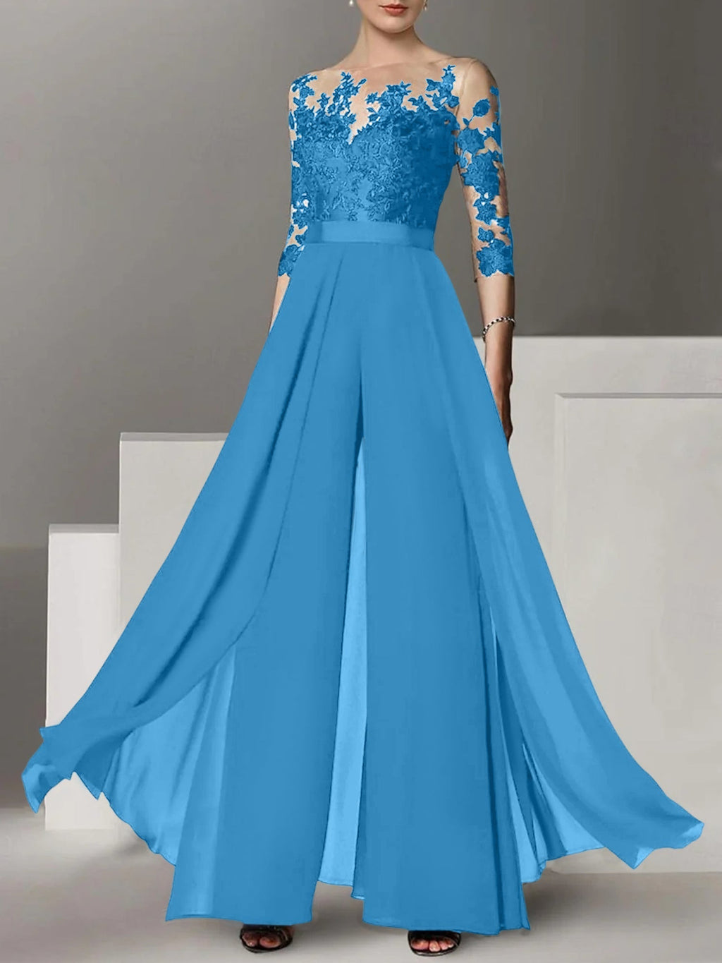 Robes de mère de la mariée de coupe trapèze/princesse avec appliques 