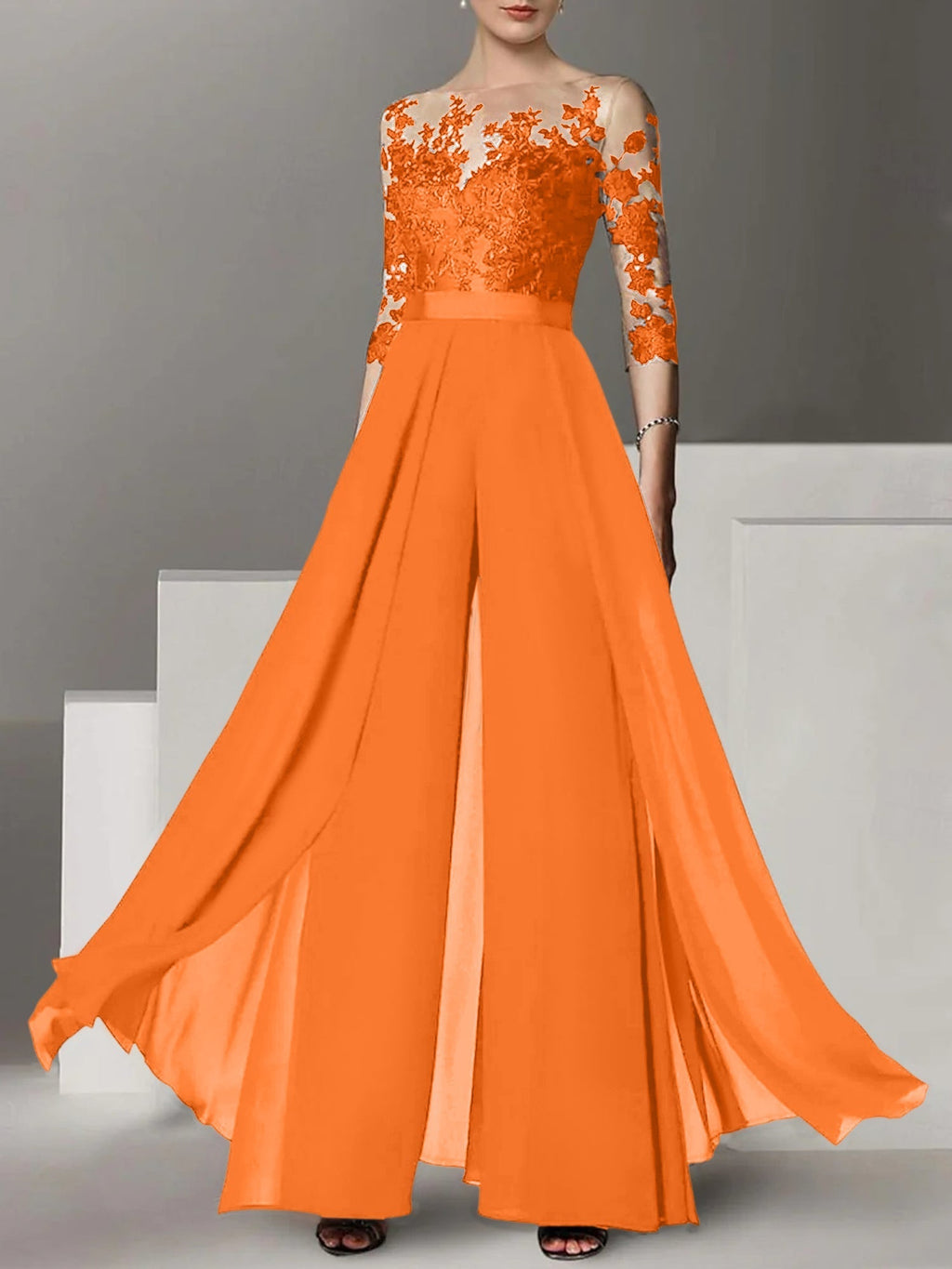 Robes de mère de la mariée de coupe trapèze/princesse avec appliques 