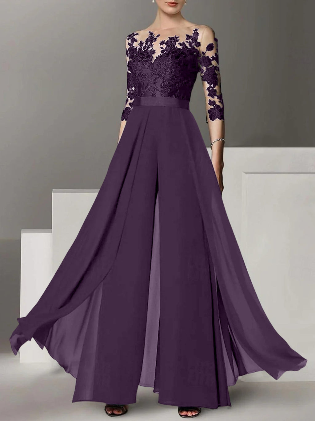 Robes de mère de la mariée de coupe trapèze/princesse avec appliques 
