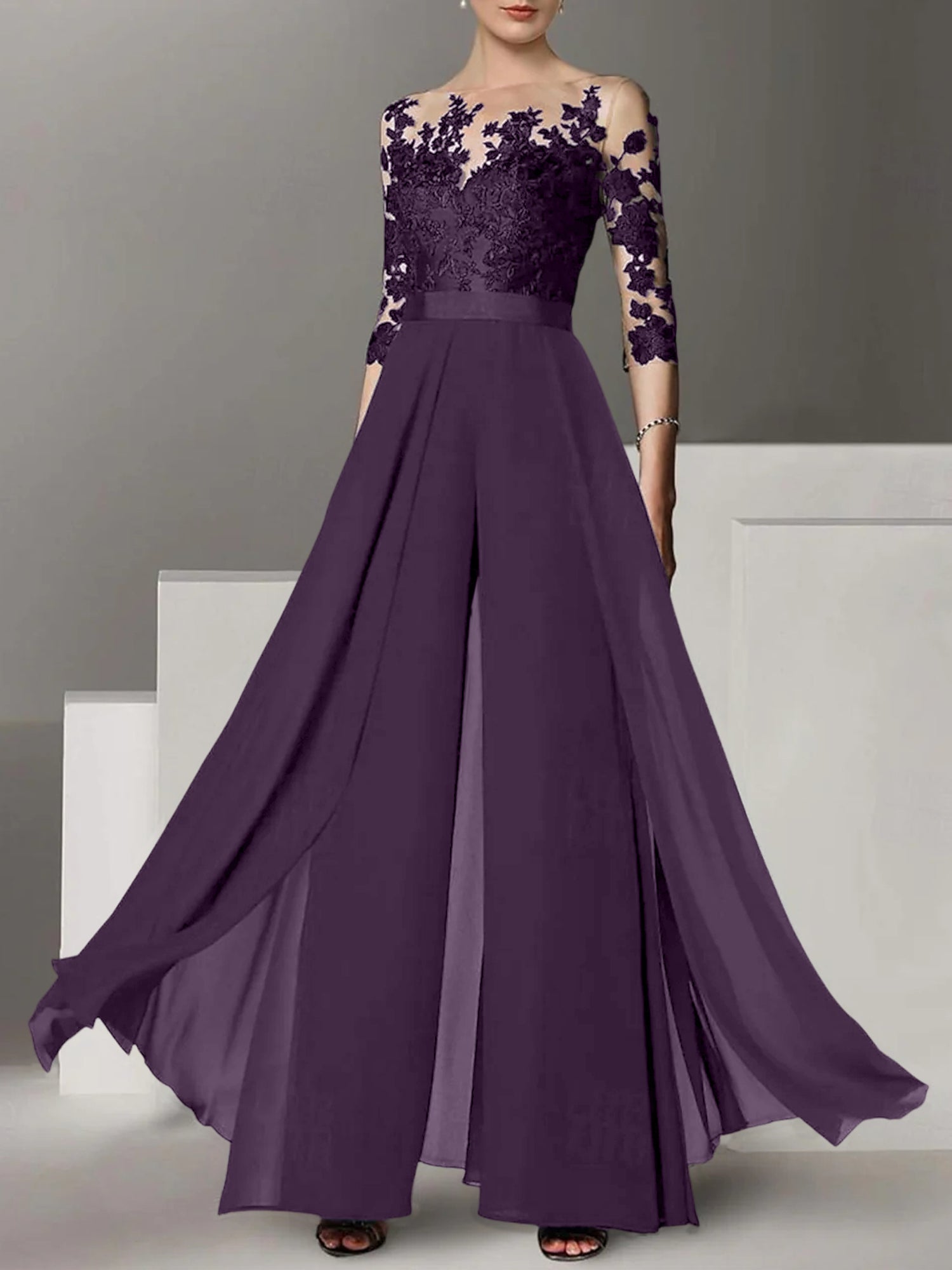 Robes de mère de la mariée de coupe trapèze/princesse avec appliques 