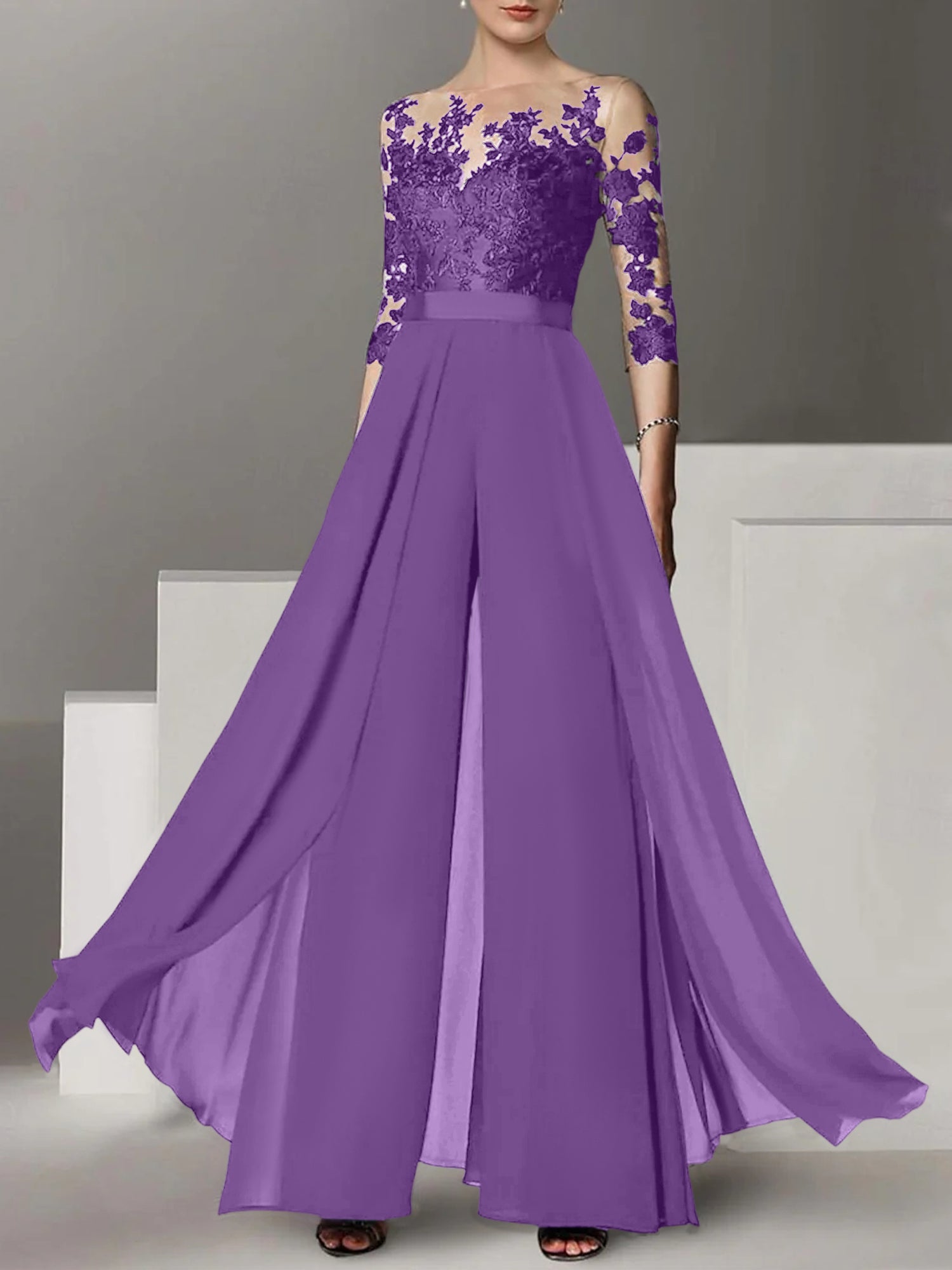 Robes de mère de la mariée de coupe trapèze/princesse avec appliques 