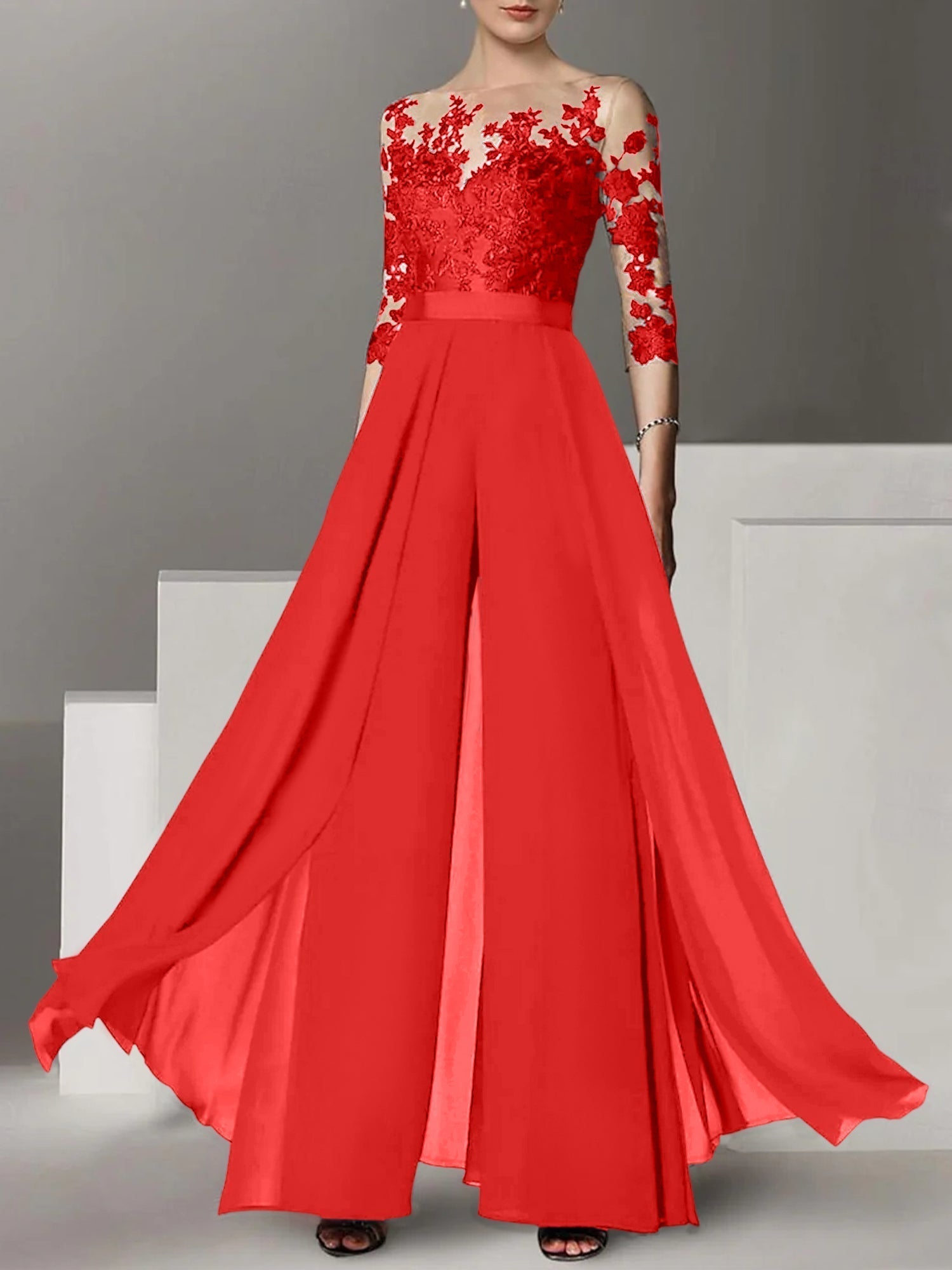 Robes de mère de la mariée de coupe trapèze/princesse avec appliques 