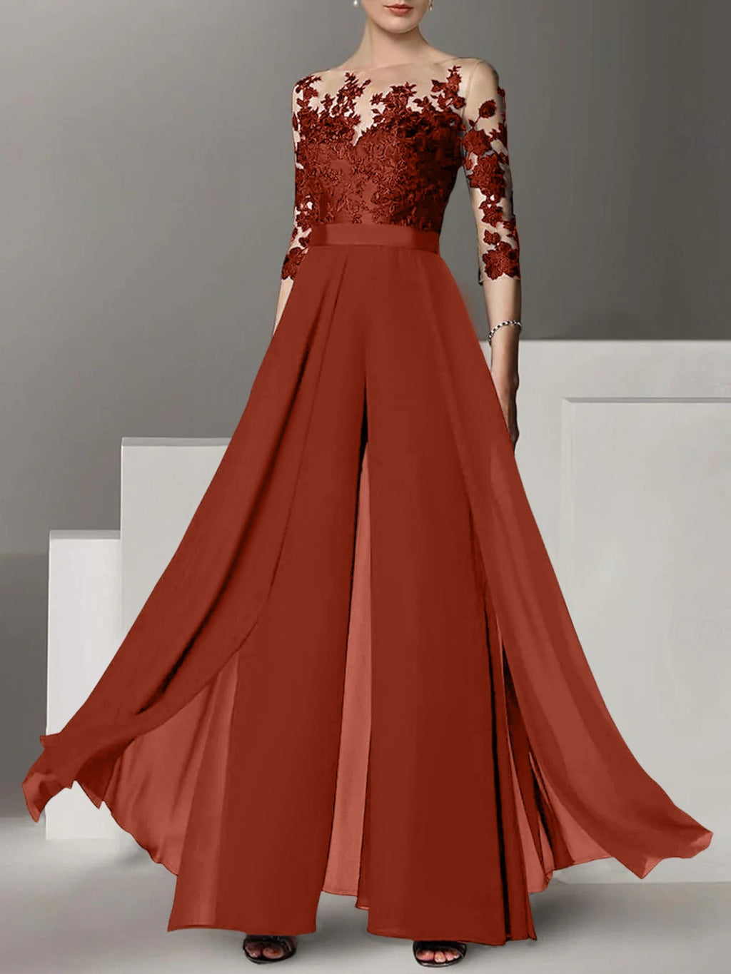 Robes de mère de la mariée de coupe trapèze/princesse avec appliques 