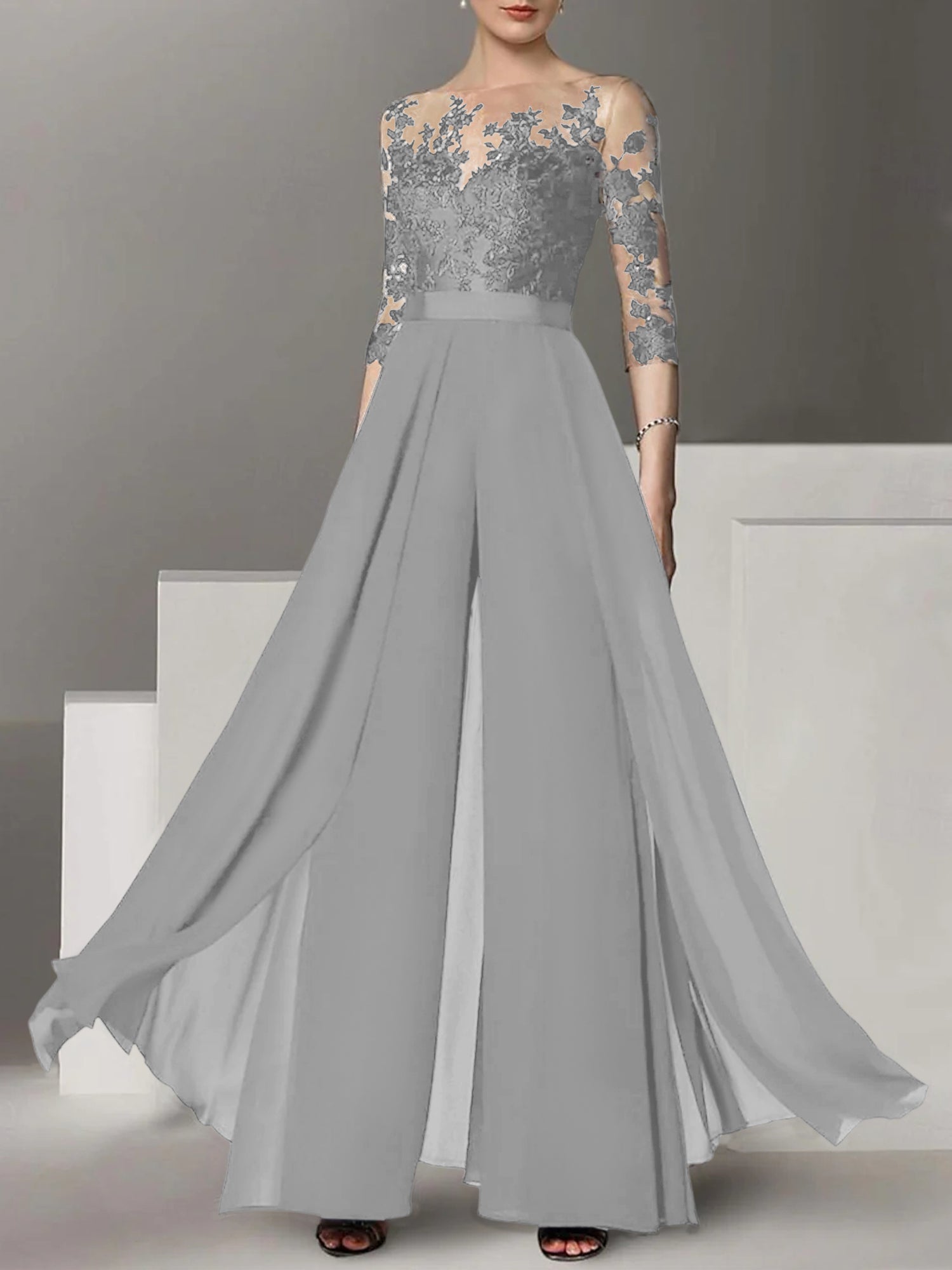 Robes de mère de la mariée de coupe trapèze/princesse avec appliques 