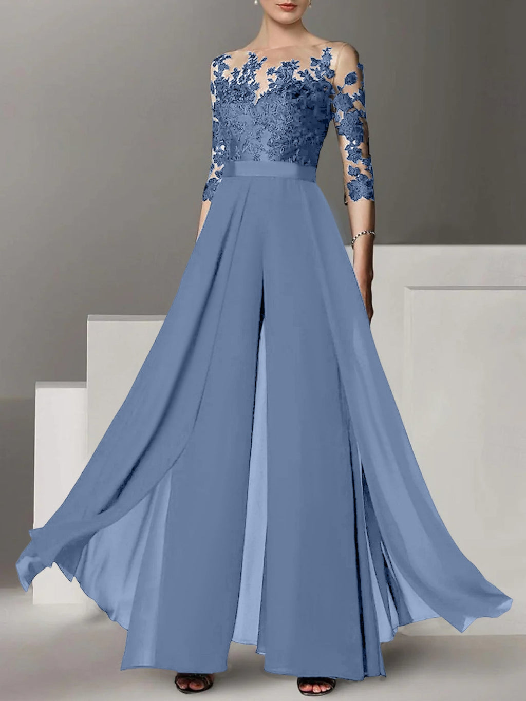 Robes de mère de la mariée de coupe trapèze/princesse avec appliques 