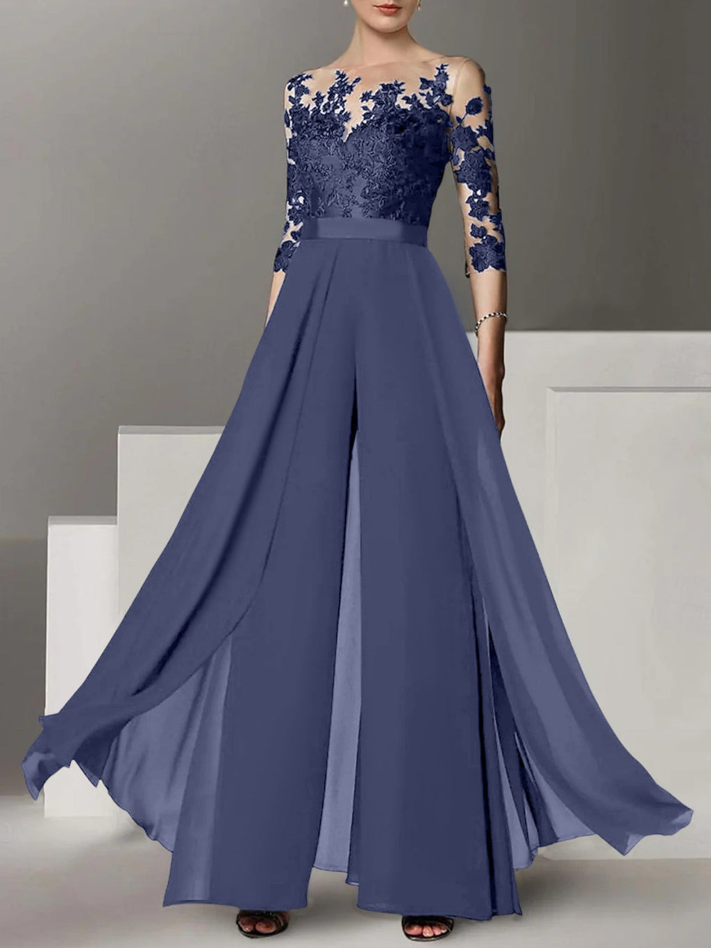 Robes de mère de la mariée de coupe trapèze/princesse avec appliques 