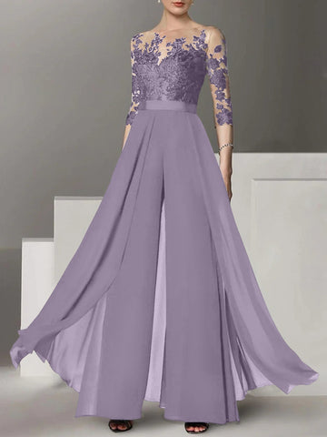 Robes de mère de la mariée de coupe trapèze/princesse avec appliques 