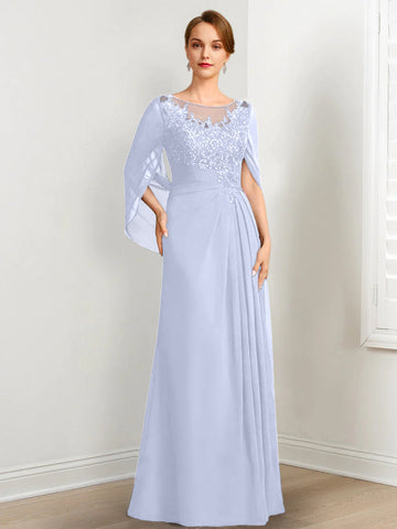 A-Line/Princess Scoop Floor-Length Mother of the Bride Dresses with Pleated & Sequins