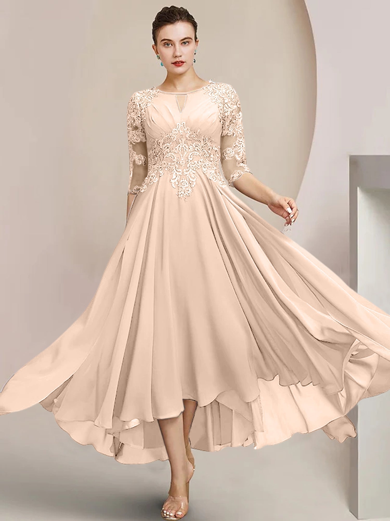Vestidos de corte princesa/línea A hasta la rodilla para la madre de la novia 