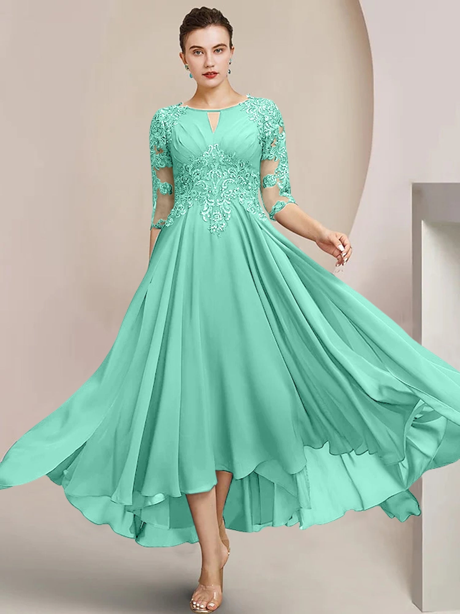 Vestidos de corte princesa/línea A hasta la rodilla para la madre de la novia 