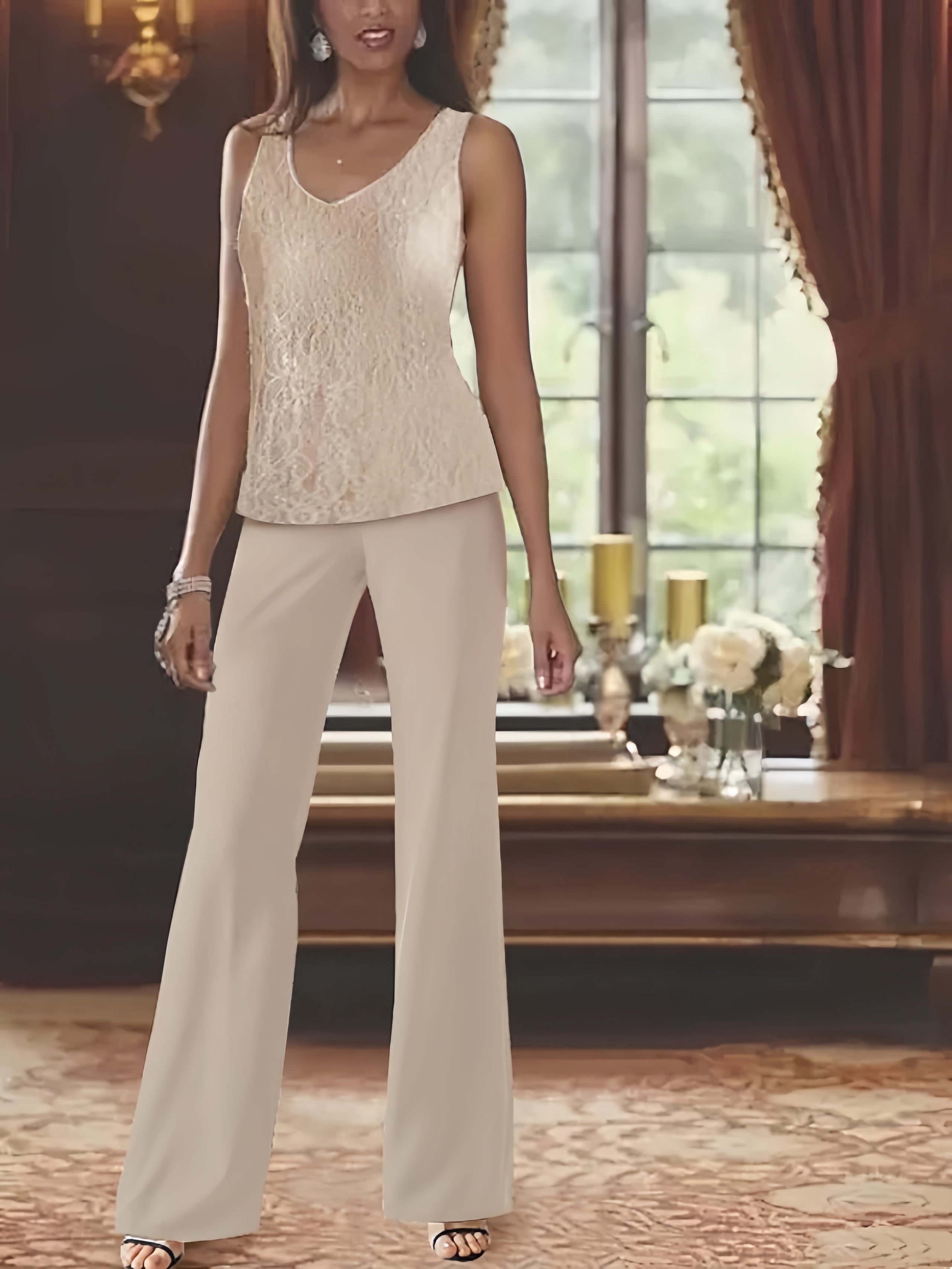 Tailleurs-pantalons en mousseline pour la mère de la mariée, avec veste 
