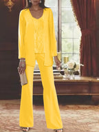 Tailleurs-pantalons en mousseline pour la mère de la mariée, avec veste 