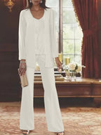Tailleurs-pantalons en mousseline pour la mère de la mariée, avec veste 