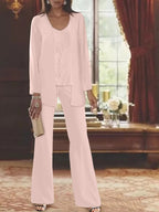 Tailleurs-pantalons en mousseline pour la mère de la mariée, avec veste 