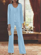 Tailleurs-pantalons en mousseline pour la mère de la mariée, avec veste 