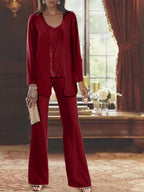 Tailleurs-pantalons en mousseline pour la mère de la mariée, avec veste 