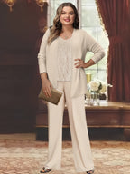 Tailleurs-pantalons en mousseline pour la mère de la mariée, avec veste 