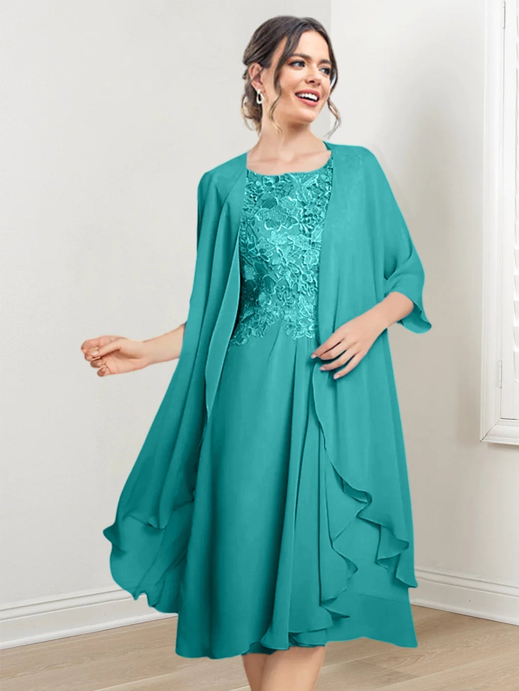 Robes de mère de la mariée trapèze/princesse arrivant au genou 