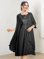 Robes de mère de la mariée trapèze/princesse arrivant au genou 