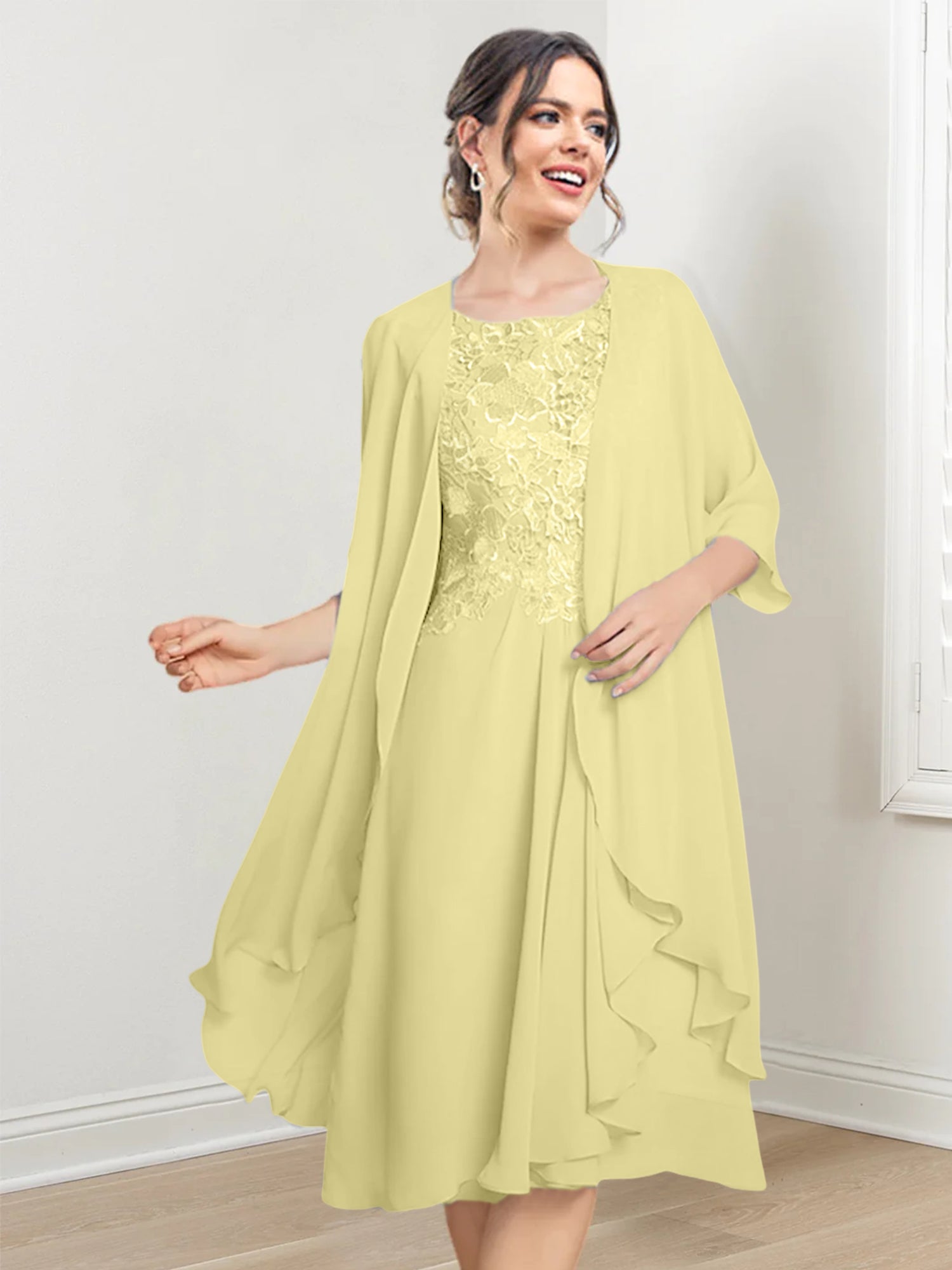 Robes de mère de la mariée trapèze/princesse arrivant au genou 