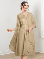 Robes de mère de la mariée trapèze/princesse arrivant au genou 