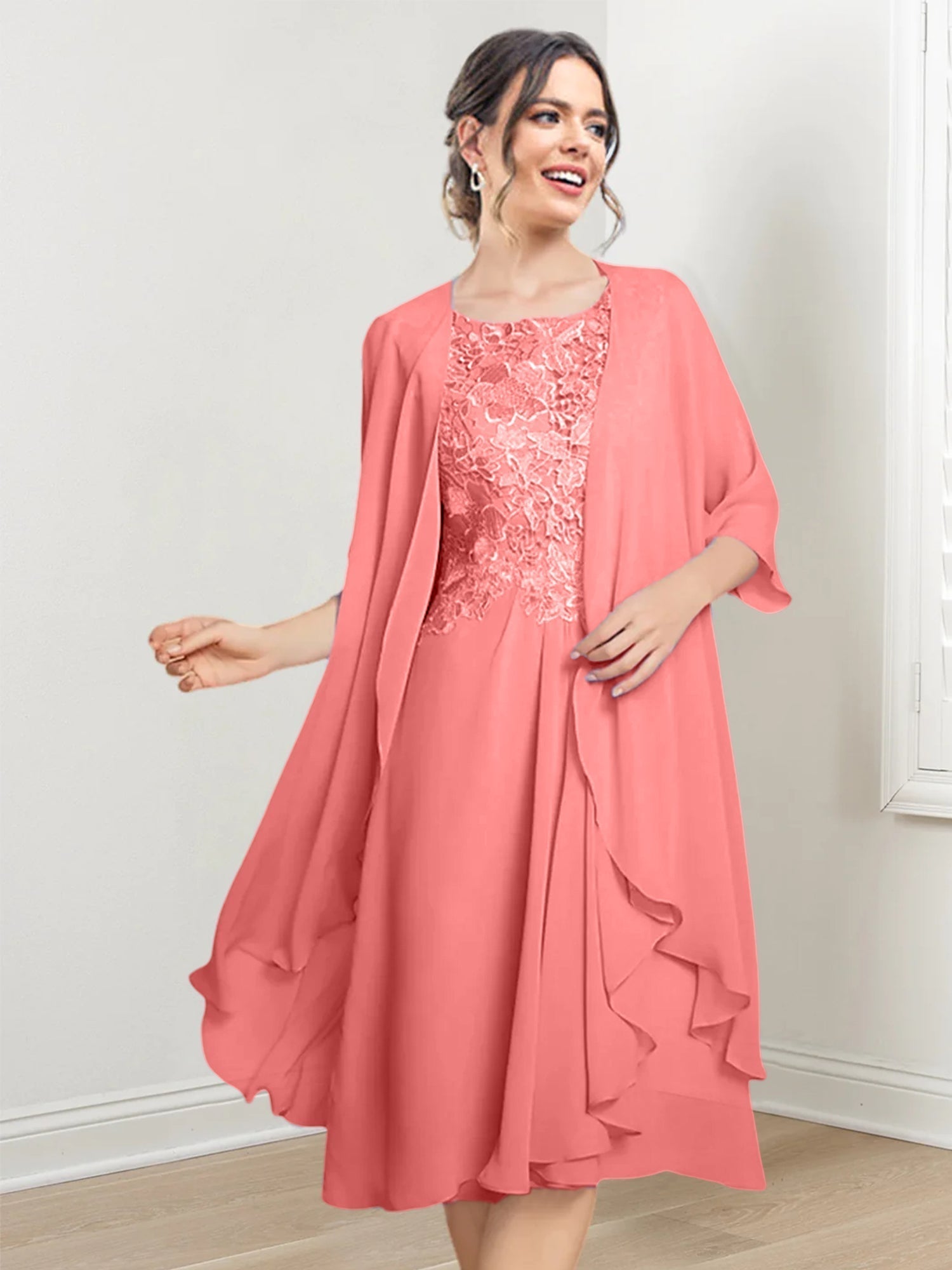 Robes de mère de la mariée trapèze/princesse arrivant au genou 