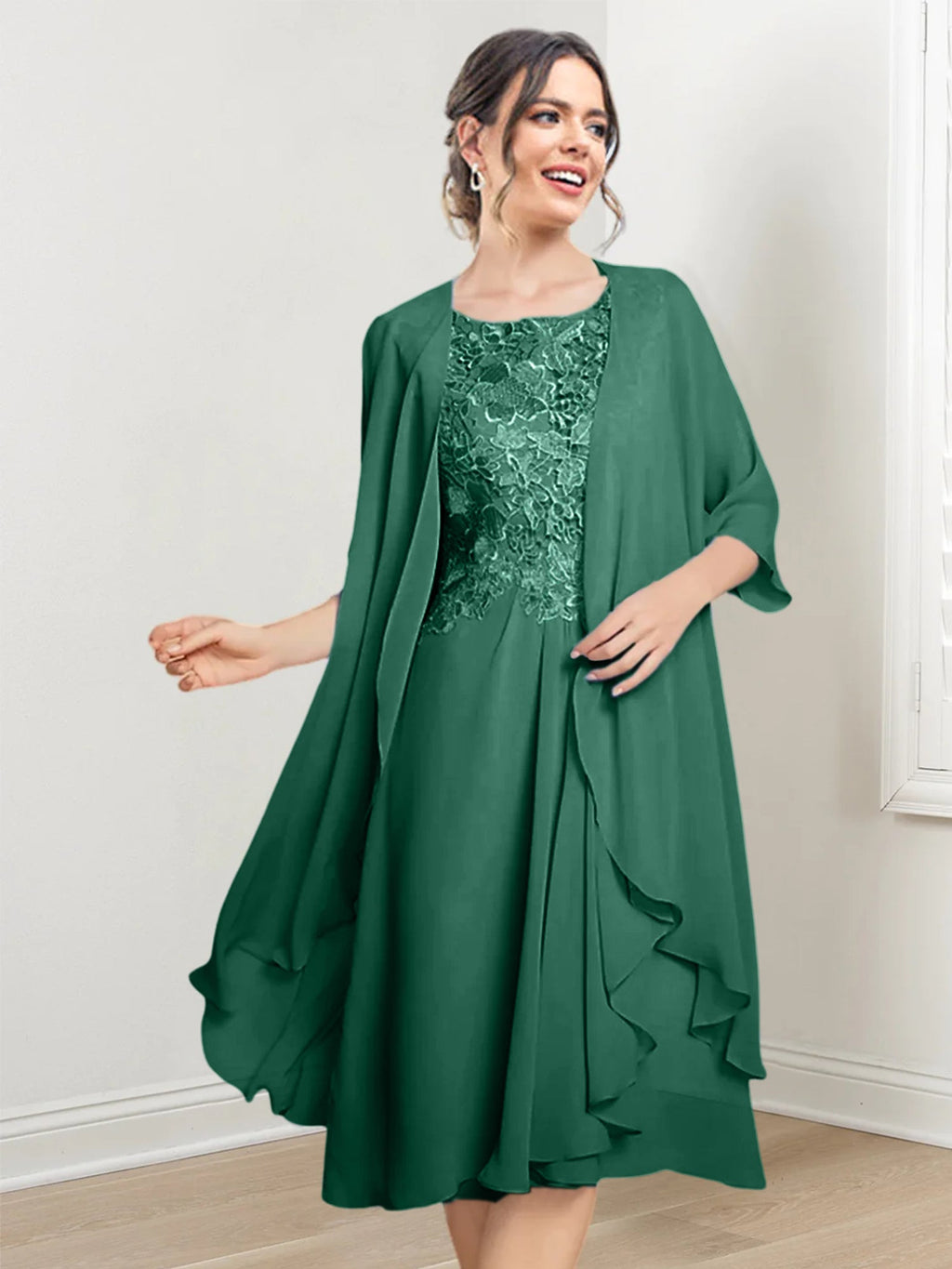Robes de mère de la mariée trapèze/princesse arrivant au genou 