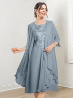 Robes de mère de la mariée trapèze/princesse arrivant au genou 