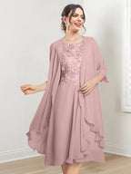 Robes de mère de la mariée trapèze/princesse arrivant au genou 