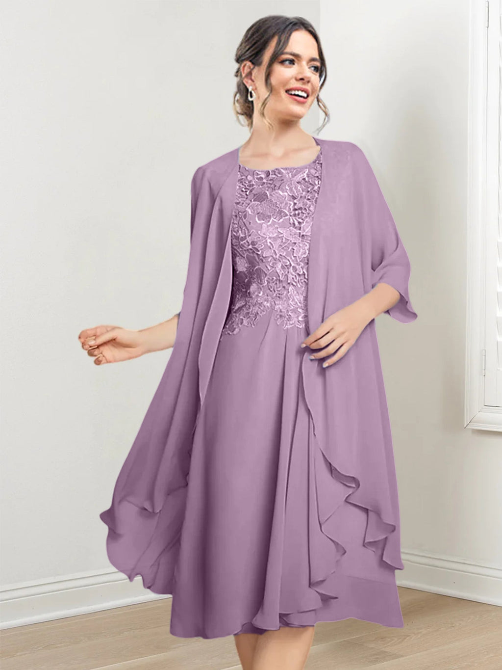 Robes de mère de la mariée trapèze/princesse arrivant au genou 