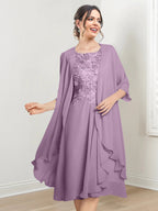 Robes de mère de la mariée trapèze/princesse arrivant au genou 