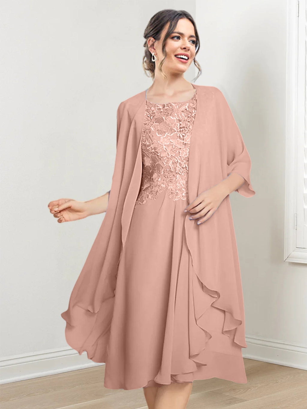 Robes de mère de la mariée trapèze/princesse arrivant au genou 