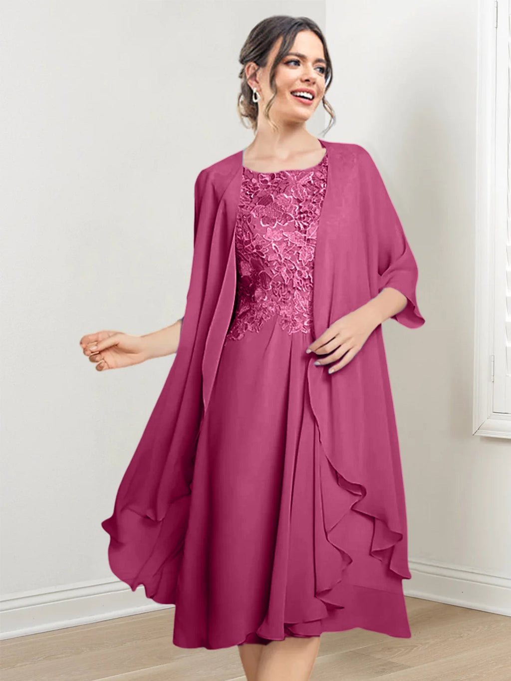 Robes de mère de la mariée trapèze/princesse arrivant au genou 