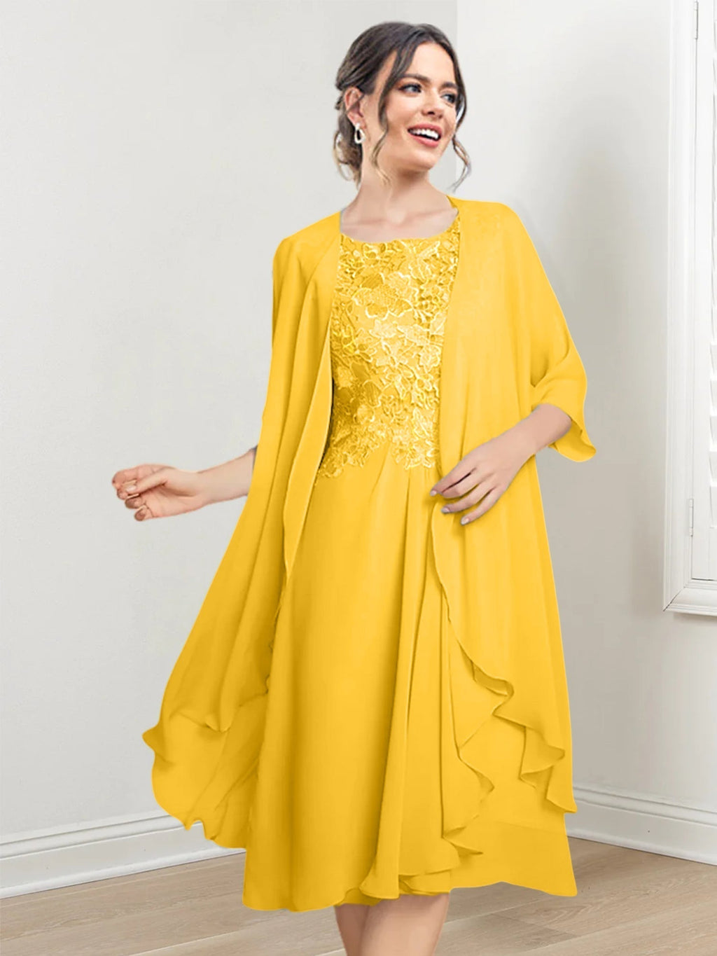 Robes de mère de la mariée trapèze/princesse arrivant au genou 