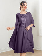 Robes de mère de la mariée trapèze/princesse arrivant au genou 